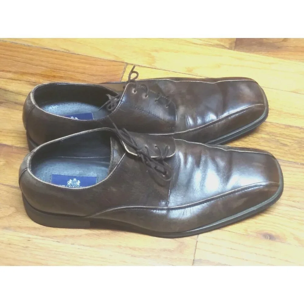 Stafford Men's Dress Shoes Braedon Brown Leather Oxford 12M 19963-8 Handcrafted